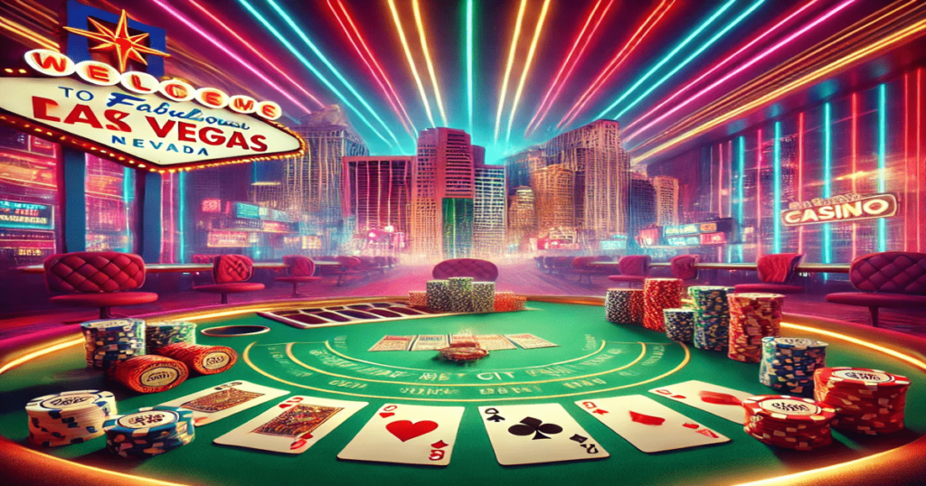 Side Bet City poker table with cards and chips - a thrilling casino game